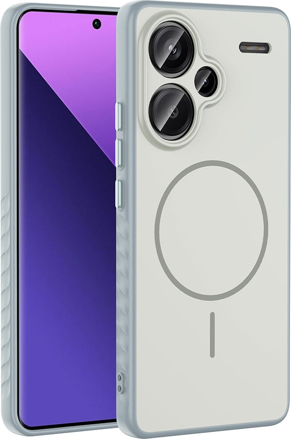 Rengareng Redmi Note 13 Pro Plus 5g Kılıf M-Safe Şarj Özellikli Zore Tea Kapak - Gümüş