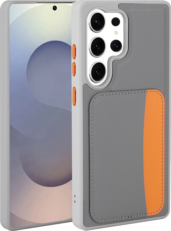 Rengareng Galaxy S24 Ultra Kılıf Kartlıklı Zore X-Kart Silikon Kapak - Turuncu