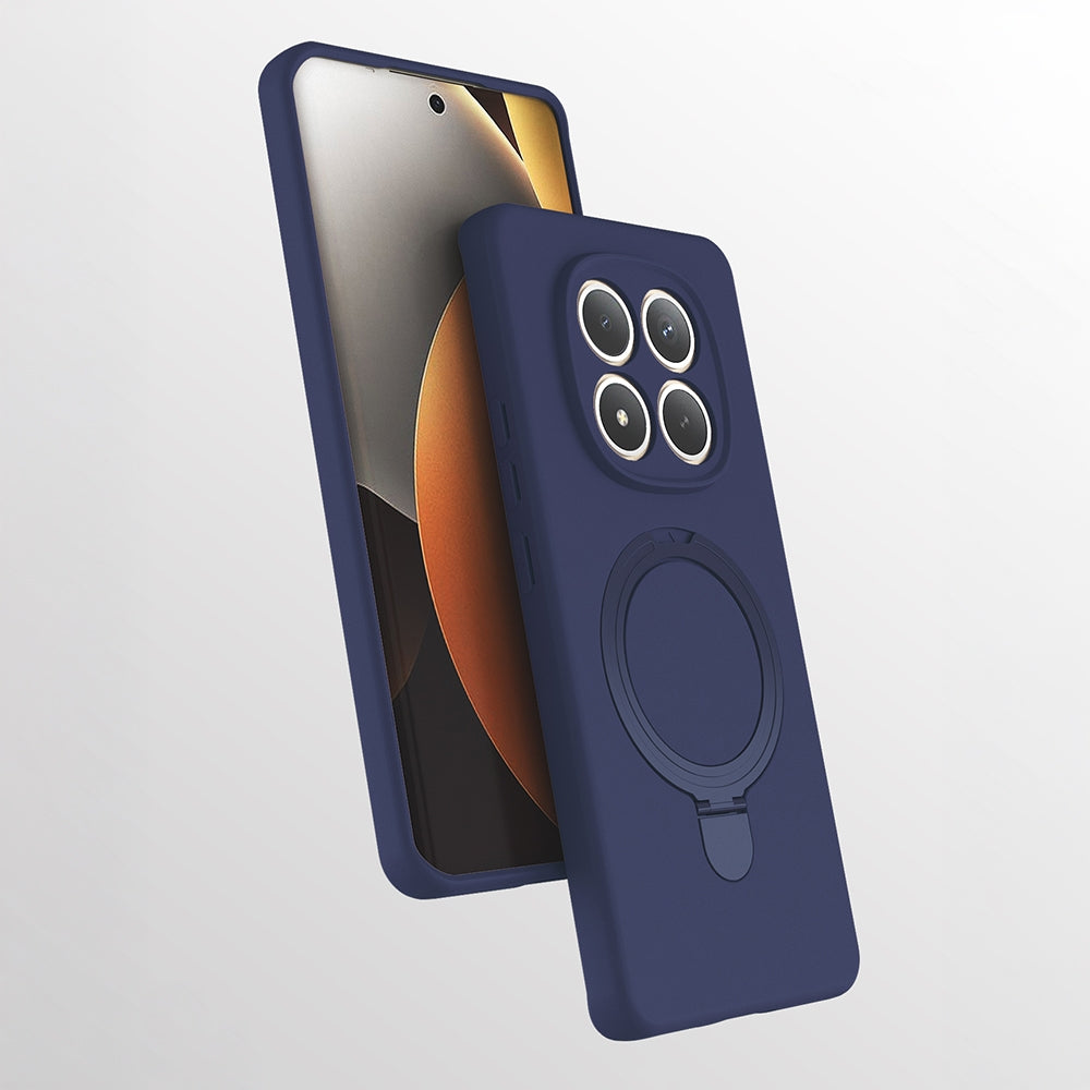 Rengareng Redmi Note 15 Pro Plus Kılıf M-Safe Şarj Özellikli Standlı Zore Samara Kapak - Lacivert