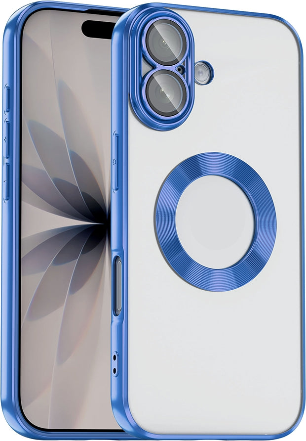 Rengareng iPhone 17 Kılıf Kamera Korumalı Logo Gösteren Zore Omega Kapak - Mavi