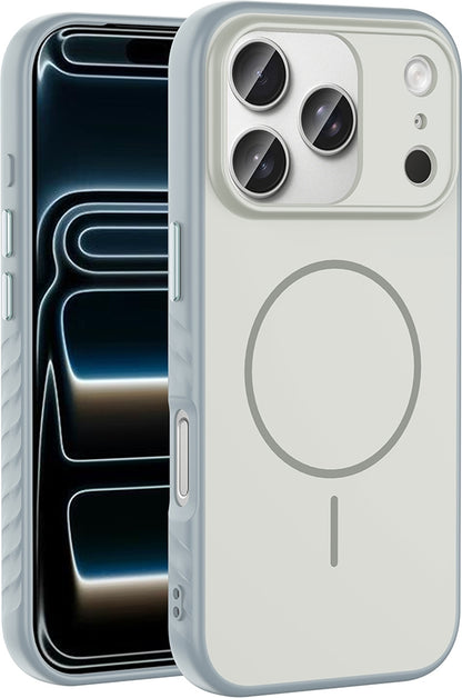 Rengareng iPhone 17 Pro Kılıf M-Safe Şarj Özellikli Zore Tea Kapak - Gümüş