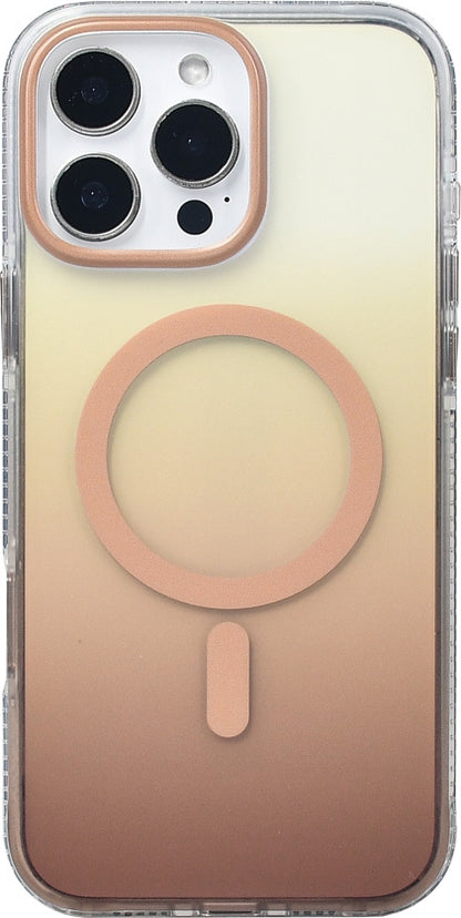 Rengareng iPhone 16 Pro Max Kılıf M-Safe Şarj Özellikli Transparan Renk Geçişli Mnc Toros Kapak - Rose Pembe