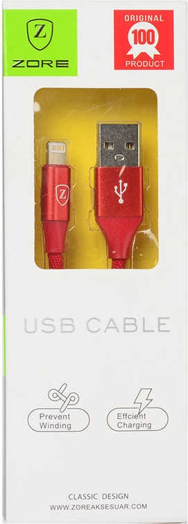 Rengareng Kırmızı Metal Uçlu Lightning USB Kablo