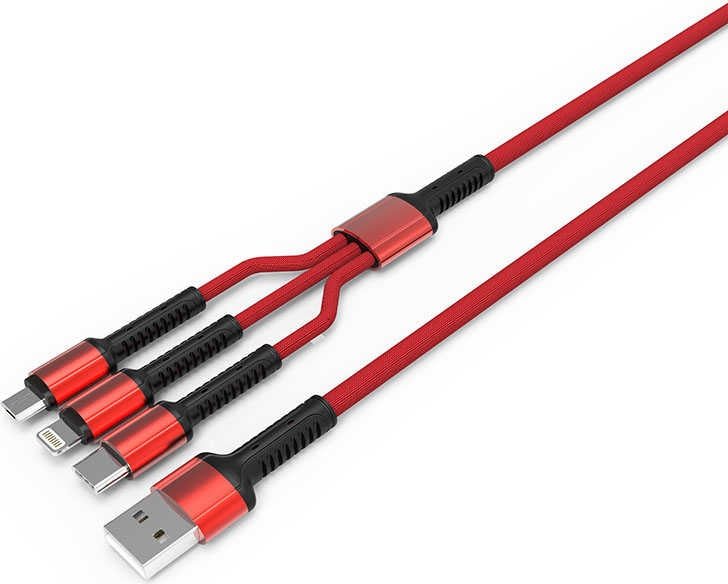 Rengareng Kırmızı LC93 3 In 1 USB Kablo