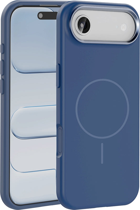 Rengareng iPhone 17 Air Kılıf M-Safe Şarj Özellikli Metal Kamera Çerçeveli Mnc Edi Silikon Kapak - Lacivert