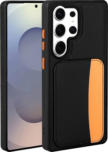 Rengareng Galaxy S25 Ultra Kılıf Kartlıklı Zore X-Kart Silikon Kapak - Siyah