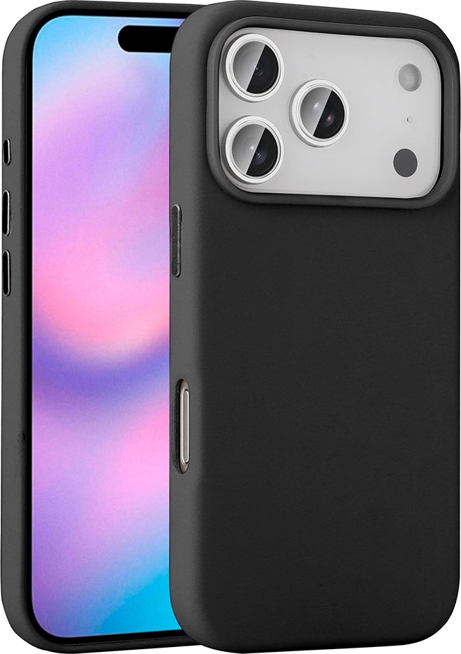 Rengareng iPhone 17 Pro Kılıf M-Safe Şarj Özellikli Pu Deri Görünümlü Mnc Kupra Kapak - Siyah