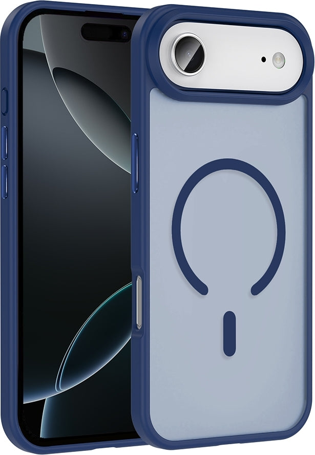 Rengareng iPhone 17 Air Kılıf M-Safe Şarj Özellikli Mat Arka Yüzey Mnc Sio Kapak - Lacivert