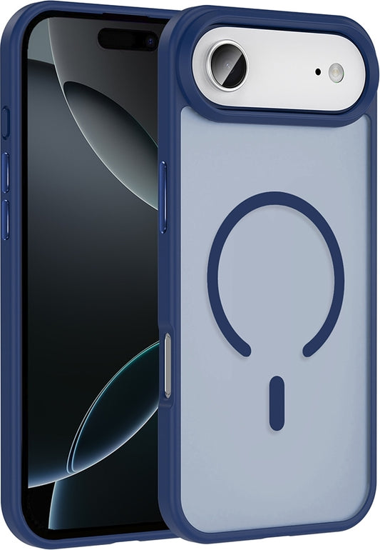 Rengareng iPhone 17 Air Kılıf M-Safe Şarj Özellikli Mat Arka Yüzey Mnc Sio Kapak - Lacivert