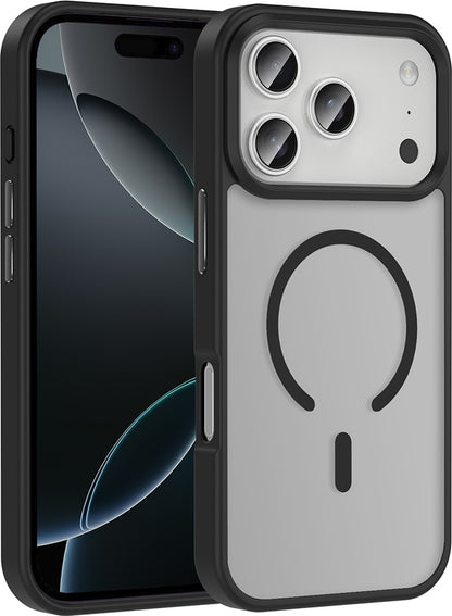 Rengareng iPhone 17 Pro Max Kılıf M-Safe Şarj Özellikli Mat Arka Yüzey Mnc Sio Kapak - Siyah
