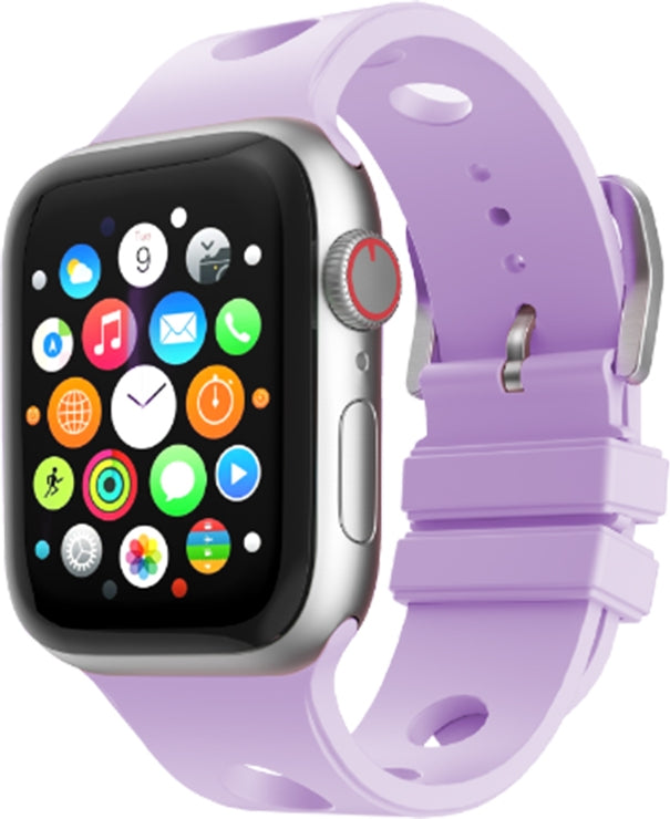 Rengareng Watch 44MM Delikli Tasarım Zore KRD-147 Silikon Kordon - Lila