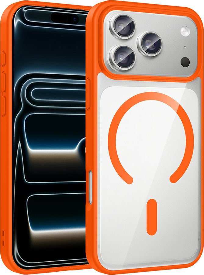 Rengareng iPhone 17 Pro Max Kılıf M-Safe Wireless Şarj Özellikli Silikon Mnc Ege Kapak - Turuncu