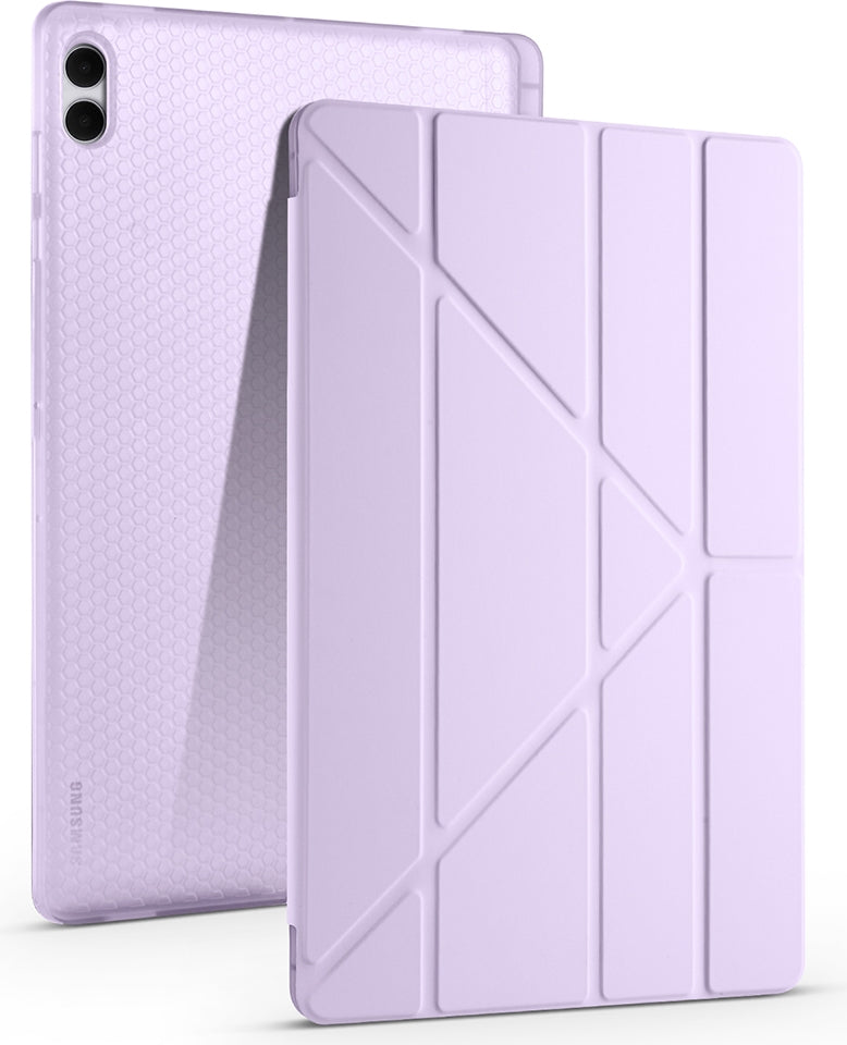 Rengareng Galaxy Tab S11 Ultra Kılıf Zore Tri Folding Kalem Bölmeli Standlı Kılıf - Lila