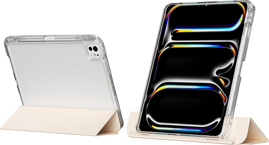 Rengareng apple iPad Pro 13 2024 Kılıf Magnetik Ayrılabilen Airbagli Zore Sliding Tablet Kılıfı - Gold