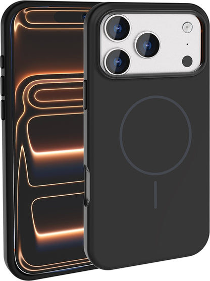 Rengareng iPhone 17 Pro Kılıf M-Safe Şarj Özellikli Metal Kamera Çerçeveli Mnc Edi Silikon Kapak - Siyah