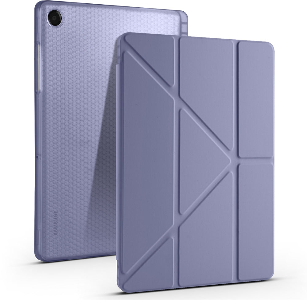 Rengareng Galaxy Tab A11 Plus Kılıf Zore Tri Folding Kalem Bölmeli Standlı Kılıf - Mor