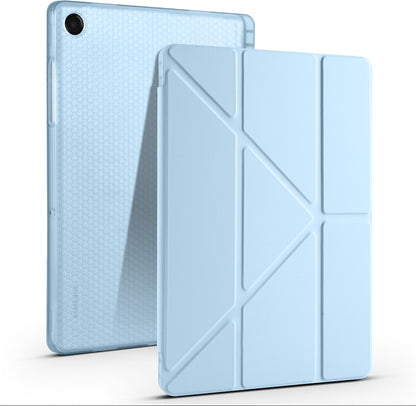 Rengareng Galaxy Tab A11 Plus Kılıf Zore Tri Folding Kalem Bölmeli Standlı Kılıf - Mavi