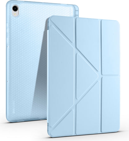 Rengareng Galaxy Tab S11 Kılıf Zore Tri Folding Kalem Bölmeli Standlı Kılıf - Mavi