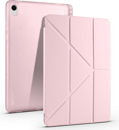 Rengareng Galaxy Tab S11 Kılıf Zore Tri Folding Kalem Bölmeli Standlı Kılıf - Rose Gold