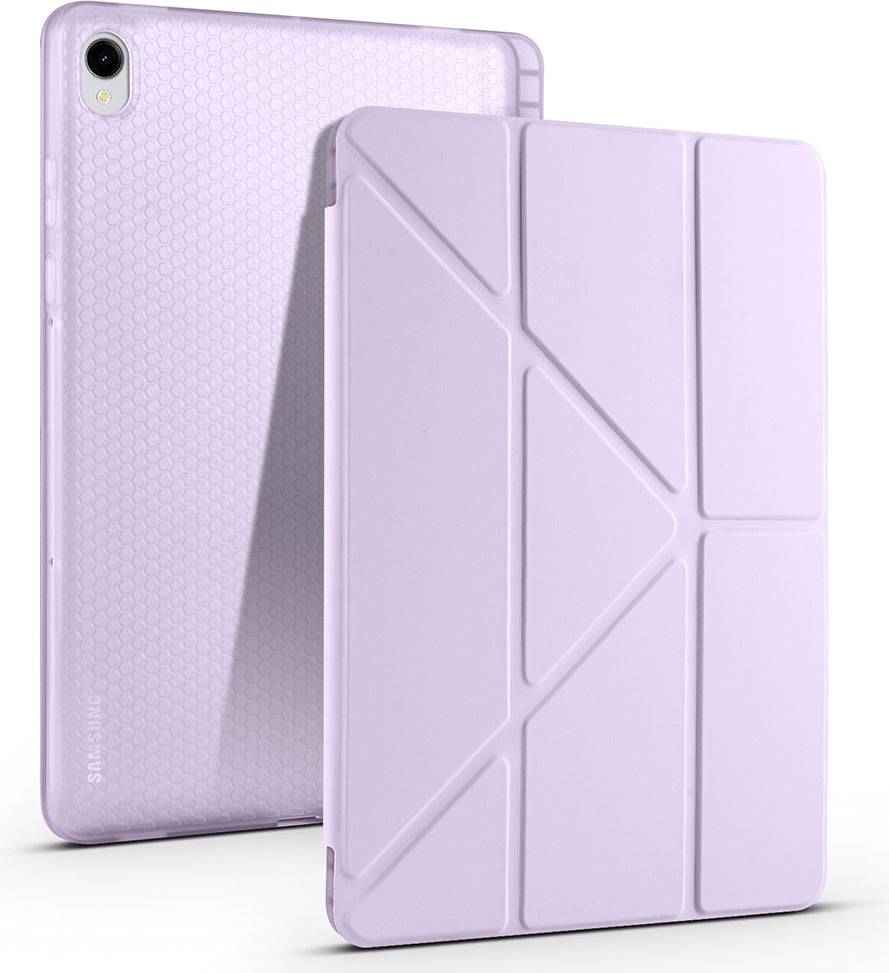 Rengareng Galaxy Tab S11 Kılıf Zore Tri Folding Kalem Bölmeli Standlı Kılıf - Rose Gold