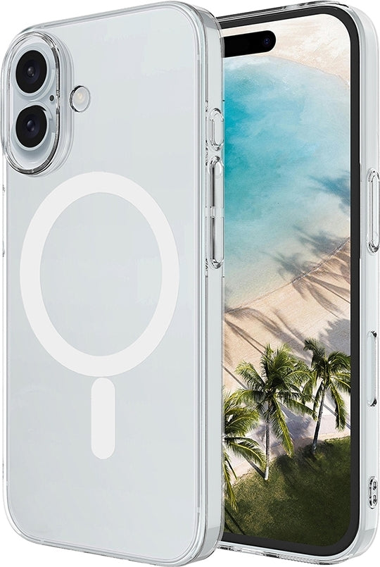 Rengareng iPhone 16 Plus Kamera Korumalı M-Safe Şarj Özellikli Şeffaf Zore London Silikon Kapak - Şeffaf