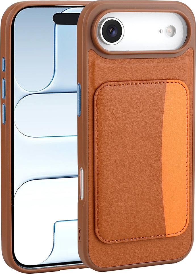 Rengareng iPhone 17 Air Kılıf Kartlıklı Zore X-Kart Silikon Kapak - Kahverengi