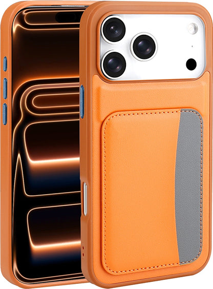 Rengareng iPhone 17 Pro Max Kılıf Kartlıklı Zore X-Kart Silikon Kapak - Turuncu