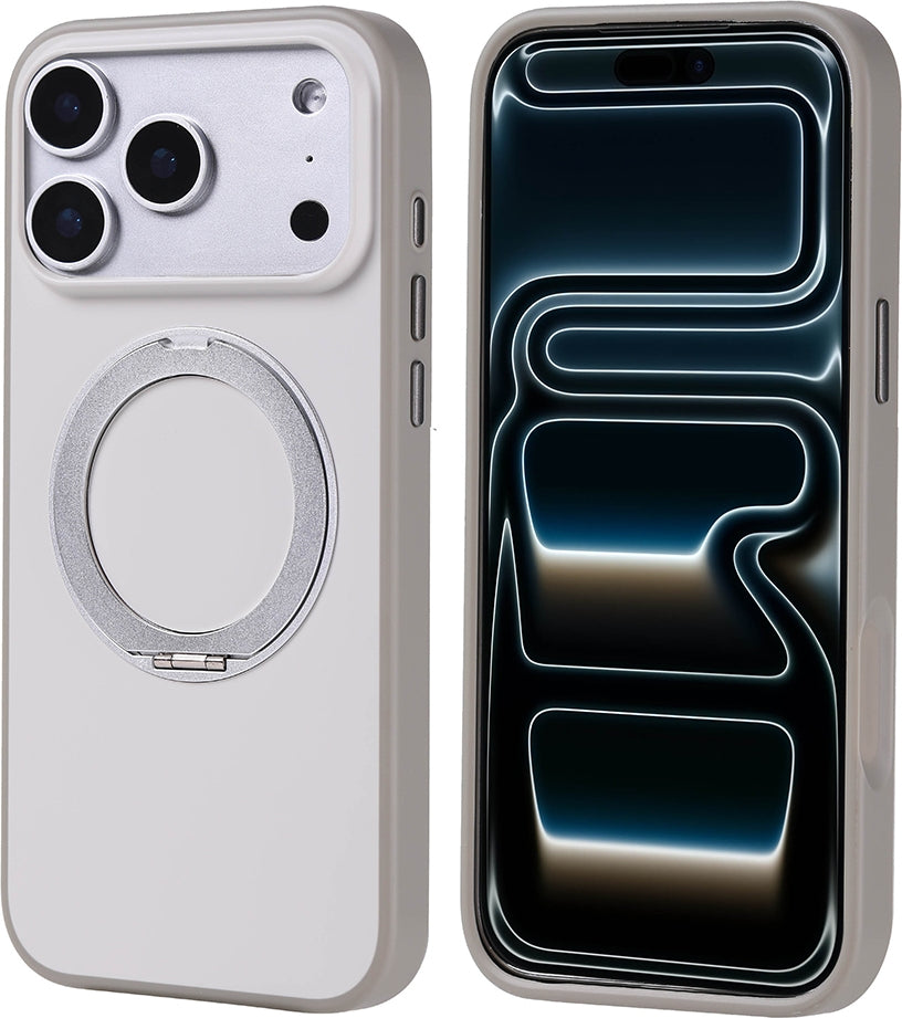 Rengareng iPhone 17 Pro Max Kılıf M-Safe Şarj Özellikli Standlı Mnc Proton Silikon Kapak - Gri