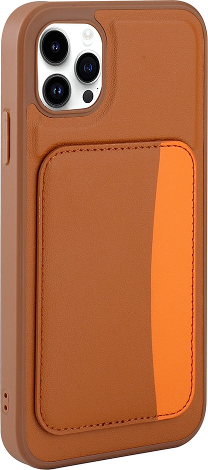Rengareng iPhone 11 Kılıf Kartlıklı Zore X-Kart Silikon Kapak - Kahverengi