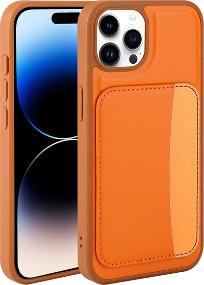 Rengareng iPhone 15 Pro Max Kılıf Kartlıklı Zore X-Kart Silikon Kapak - Turuncu