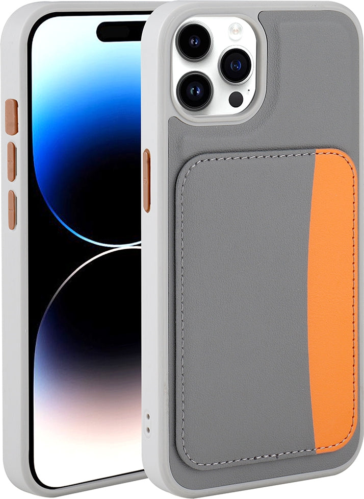 Rengareng iPhone 15 Pro Max Kılıf Kartlıklı Zore X-Kart Silikon Kapak - Turuncu