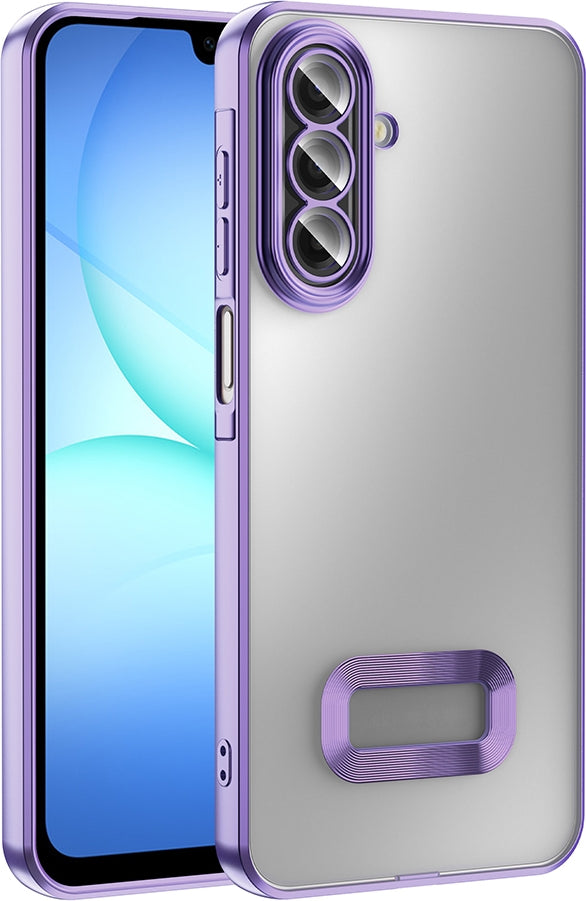 Rengareng Galaxy A17 Kılıf Kamera Korumalı Logo Gösteren Zore Omega Kapak - Lila