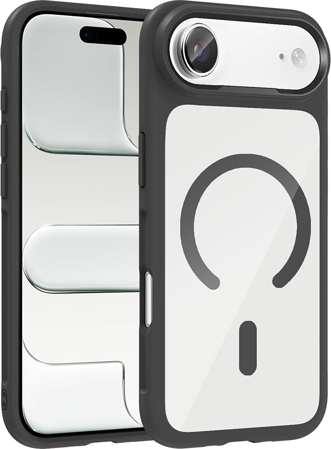 Rengareng iPhone 17 Air Kılıf M-Safe Şarj Özellikli Metal Kamera Çerçeveli Zore Tiko Kapak - Siyah