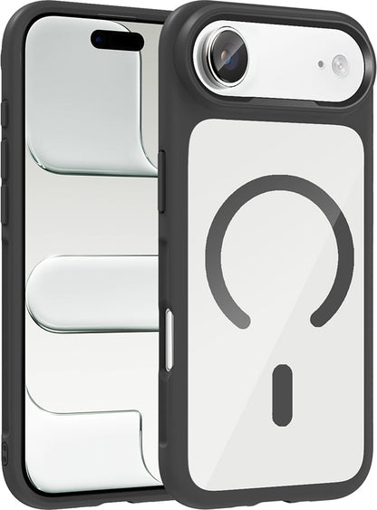 Rengareng iPhone 17 Air Kılıf M-Safe Şarj Özellikli Metal Kamera Çerçeveli Zore Tiko Kapak - Siyah