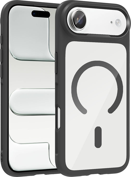 Rengareng iPhone 17 Air Kılıf M-Safe Şarj Özellikli Metal Kamera Çerçeveli Zore Tiko Kapak - Siyah