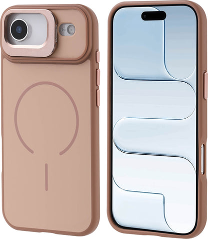 Rengareng iPhone 17 Air Kılıf M-Safe Şarj Özellikli Kamera Standlı Zore Notron Kapak - Gold