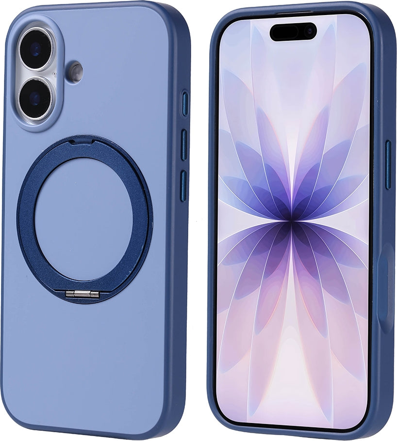 Rengareng iPhone 17 Kılıf M-Safe Şarj Özellikli Standlı Mnc Proton Silikon Kapak - Lacivert