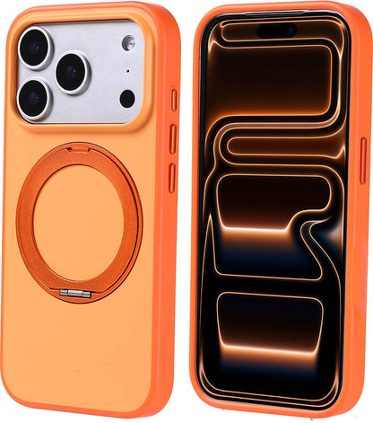 Rengareng iPhone 17 Pro Kılıf M-Safe Şarj Özellikli Standlı Mnc Proton Silikon Kapak - Turuncu