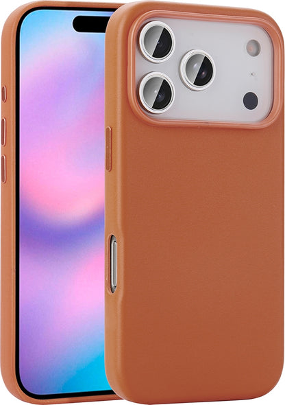 Rengareng iPhone 17 Pro Kılıf M-Safe Şarj Özellikli Pu Deri Görünümlü Mnc Kupra Kapak - Turuncu