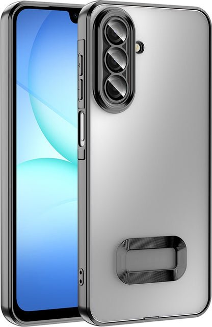 Rengareng Galaxy A17 Kılıf Kamera Korumalı Logo Gösteren Zore Omega Kapak - Siyah