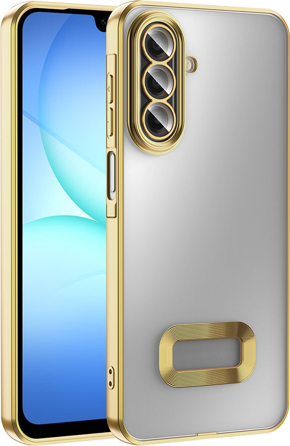Rengareng Galaxy A17 Kılıf Kamera Korumalı Logo Gösteren Zore Omega Kapak - Siyah
