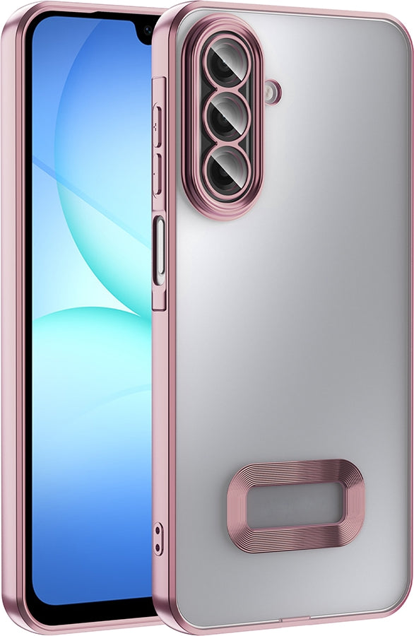 Rengareng Galaxy A17 Kılıf Kamera Korumalı Logo Gösteren Zore Omega Kapak - Rose Gold