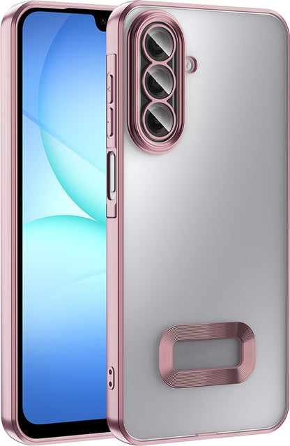Rengareng Galaxy A17 Kılıf Kamera Korumalı Logo Gösteren Zore Omega Kapak - Rose Gold