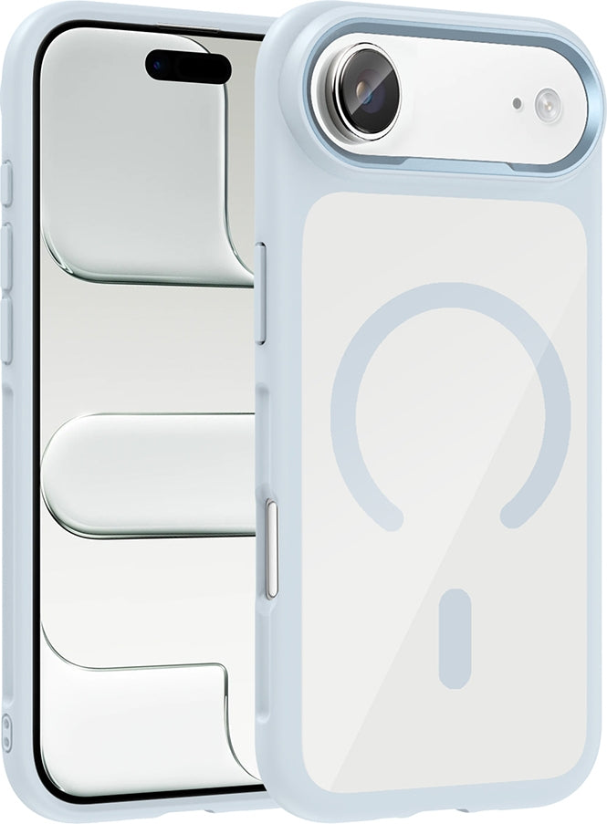 Rengareng iPhone 17 Air Kılıf M-Safe Şarj Özellikli Metal Kamera Çerçeveli Zore Tiko Kapak - Mavi