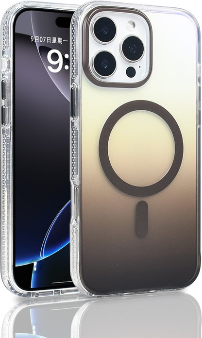 Rengareng iPhone 16 Pro Max Kılıf M-Safe Şarj Özellikli Transparan Renk Geçişli Mnc Toros Kapak - Gri