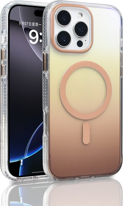 Rengareng iPhone 16 Pro Max Kılıf M-Safe Şarj Özellikli Transparan Renk Geçişli Mnc Toros Kapak - Gri