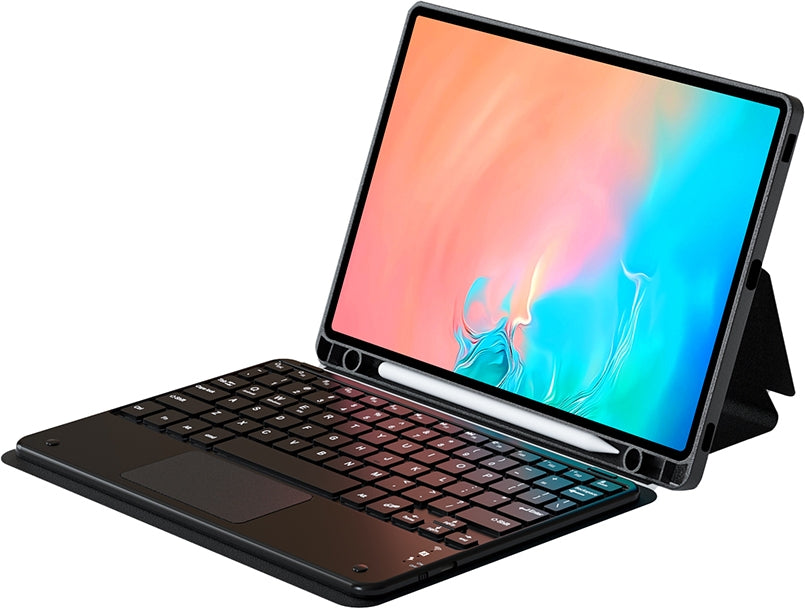 Rengareng Galaxy Tab S9 Fe Zore Border Keyboard Bluetooh Bağlantılı Standlı Klavyeli Tablet Kılıfı - Siyah