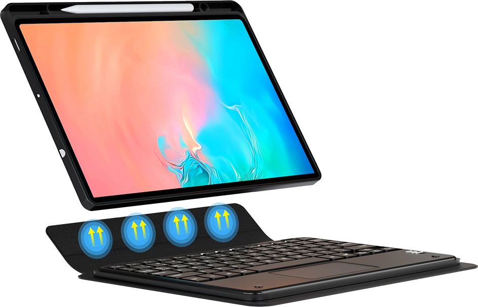 Rengareng Galaxy Tab S9 Fe Zore Border Keyboard Bluetooh Bağlantılı Standlı Klavyeli Tablet Kılıfı - Siyah