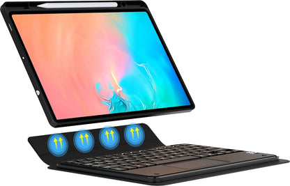 Rengareng Galaxy Tab S9 Fe Zore Border Keyboard Bluetooh Bağlantılı Standlı Klavyeli Tablet Kılıfı - Siyah