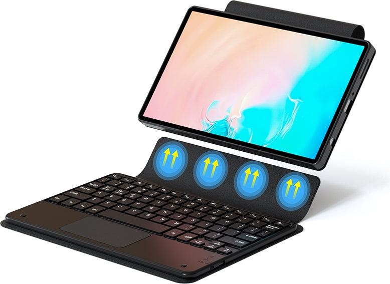 Rengareng Galaxy Tab S11 Zore Border Keyboard Bluetooh Bağlantılı Standlı Klavyeli Tablet Kılıfı - Siyah